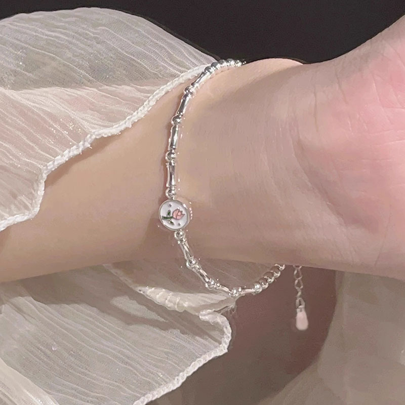 925 silver tulip slub bracelet