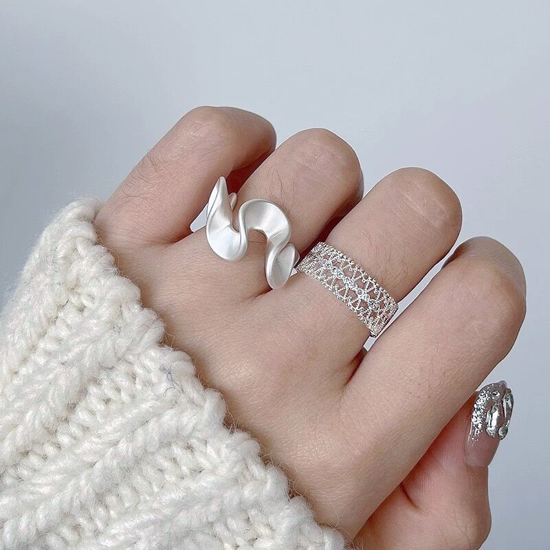 925 silver wavy skirt nubuck ring