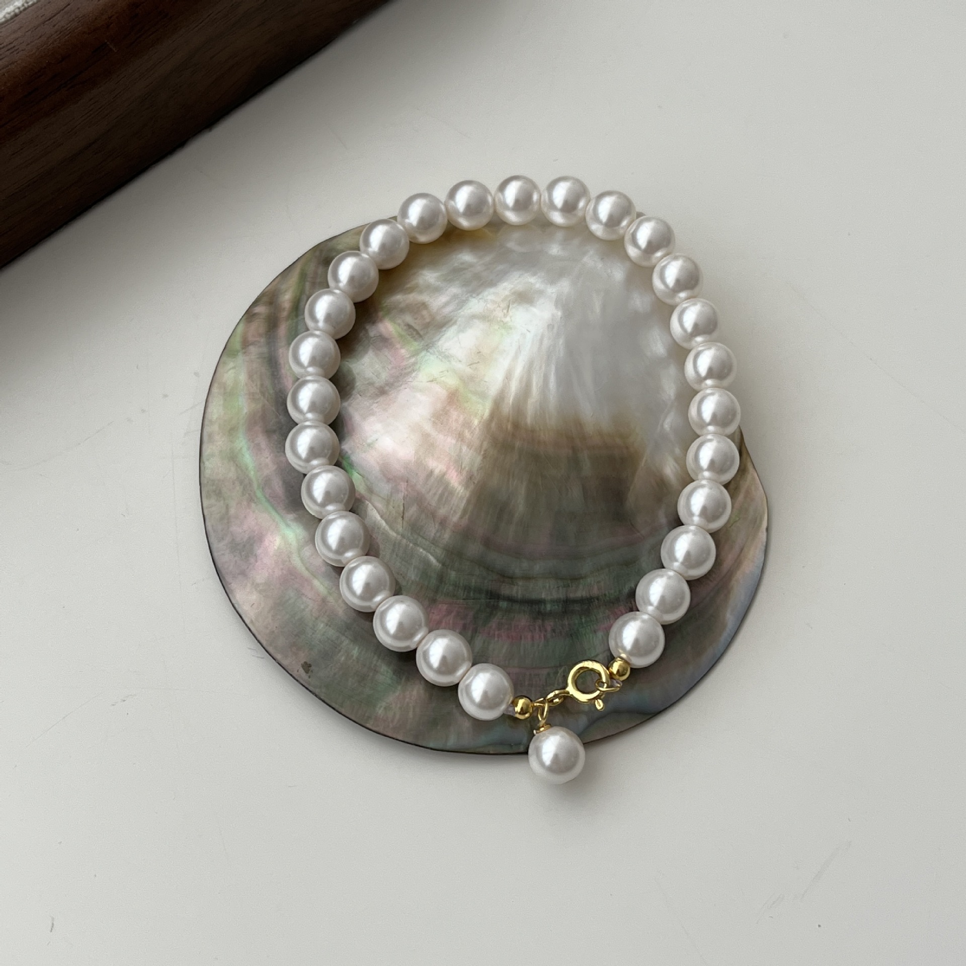 925 silver faux pearl simple bracelet