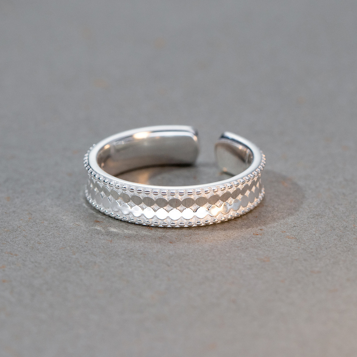 925 silver glitter fish scale ring