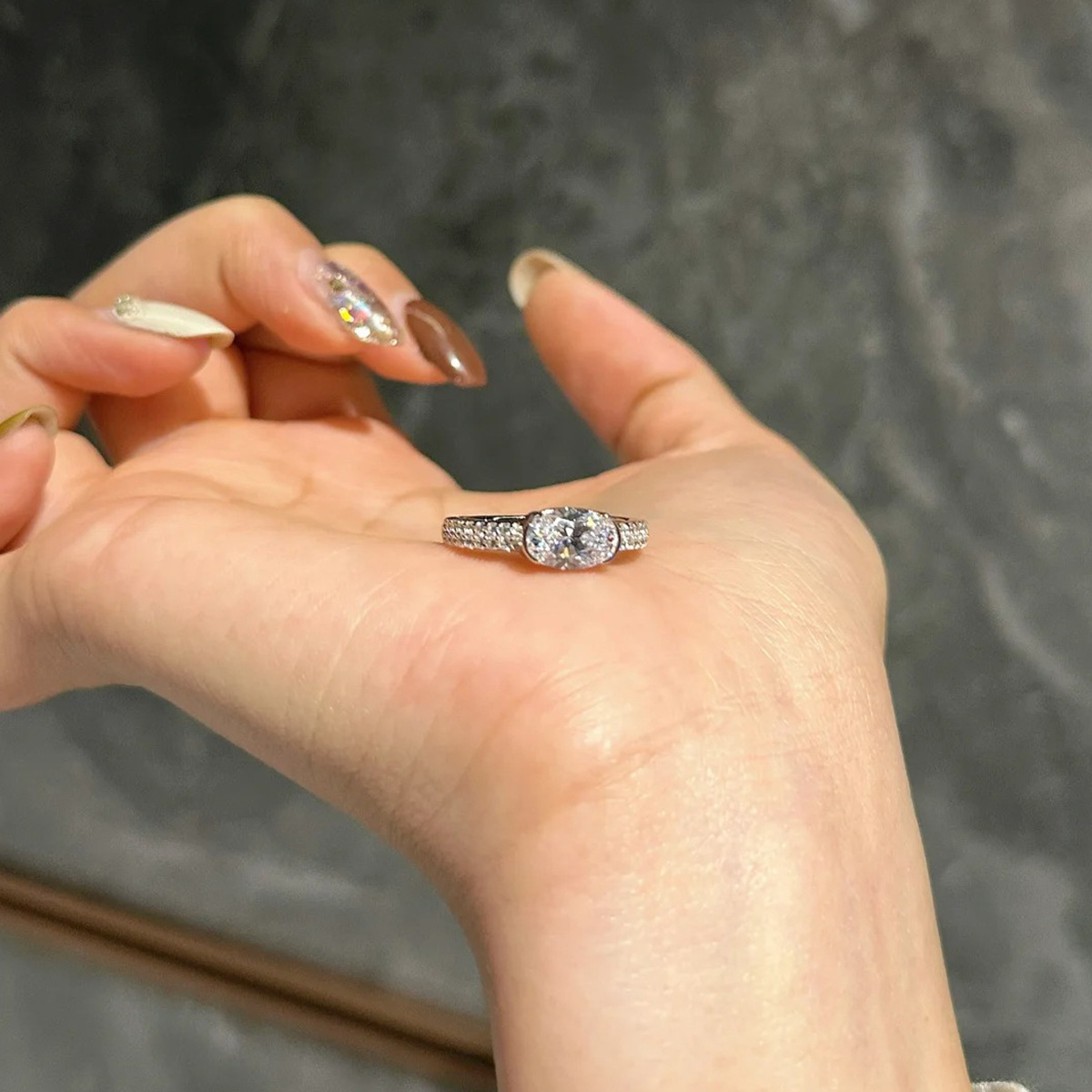 925 Silver Oval 6*9mm White Samurai Pigeon Egg Ring