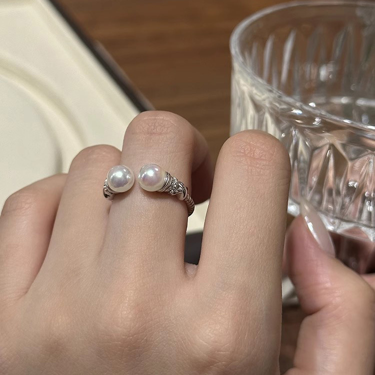 925 silver + shell bead 6mm twist open ring