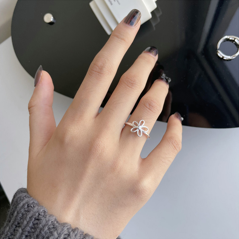 925 silver openwork floret ring