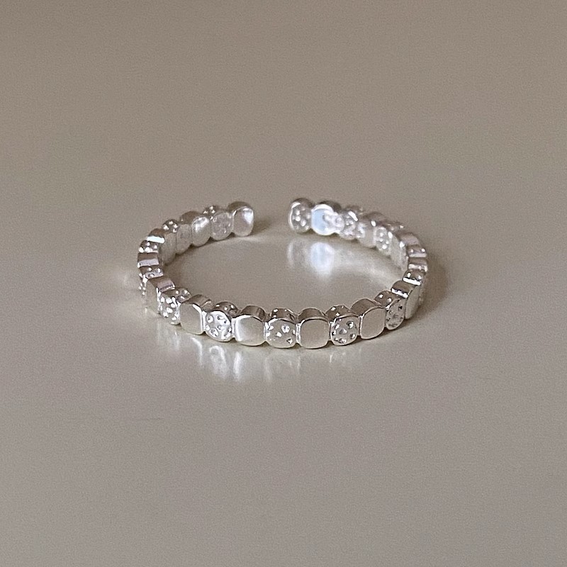 925 Silver Lava Cube Texture Ring