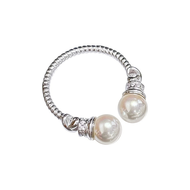 925 silver + shell bead 6mm twist open ring