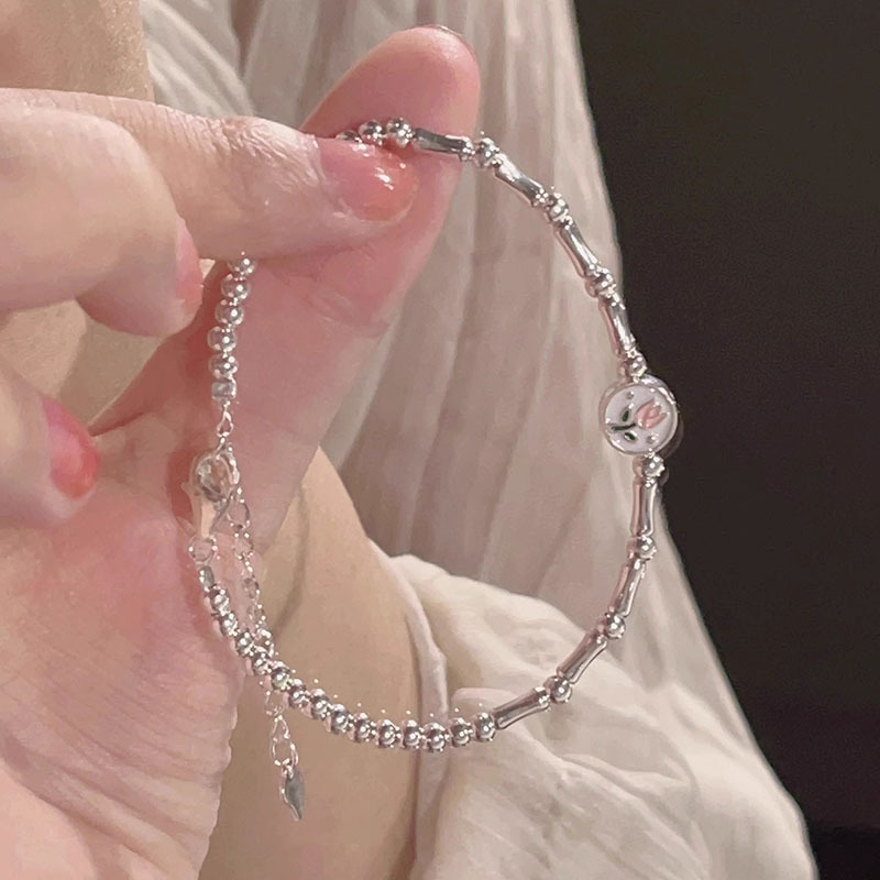 925 silver tulip slub bracelet