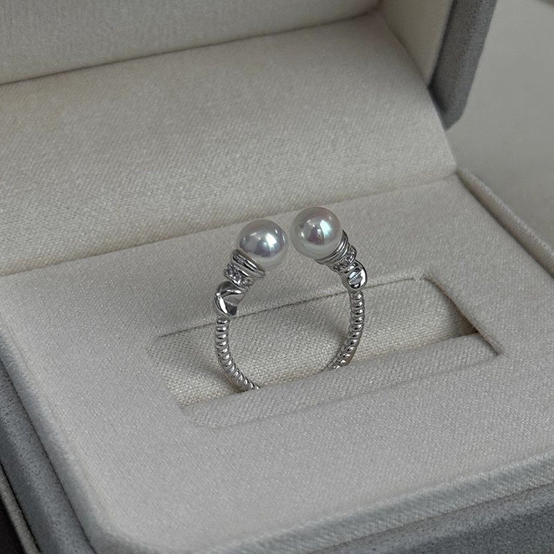 925 silver + shell bead 6mm twist open ring