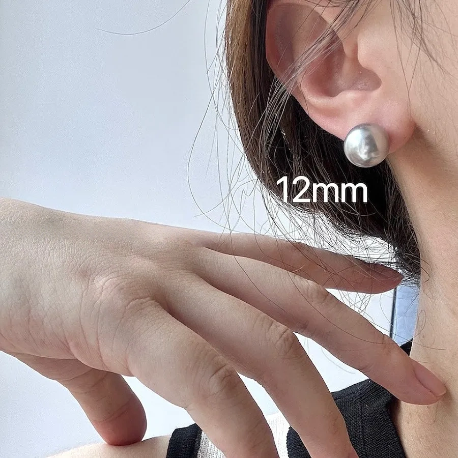 Artificial Tahitian Black Pearl Stud Earrings 925 Silver Needle