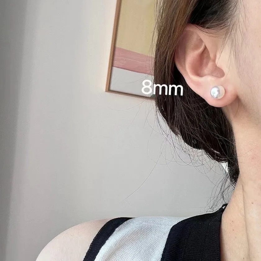 Imitation Australian white pearl stud earrings 925 silver