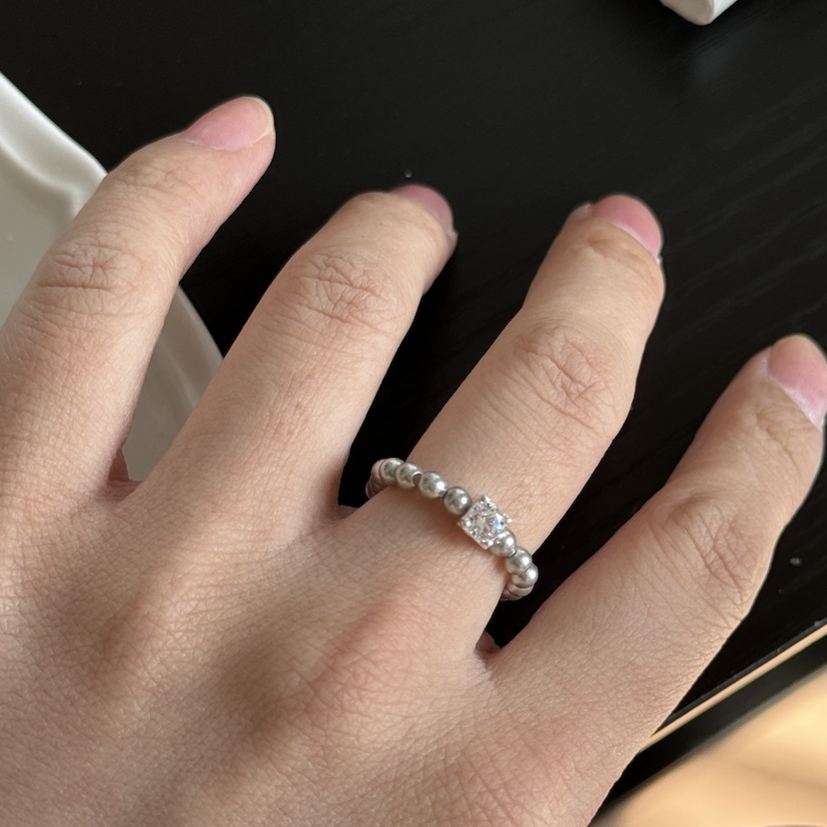 Faux Pearl 925 Silver Sugar Cubes Ring