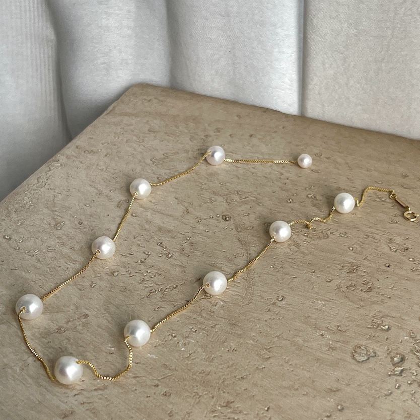 Natural freshwater pearl starry clavicle chain