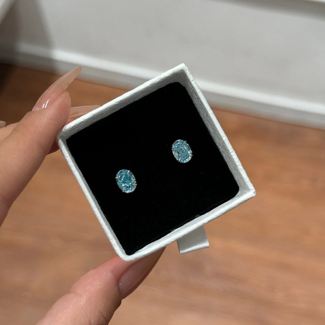 925 silver imported high carbon diamond 6*8mm earrings