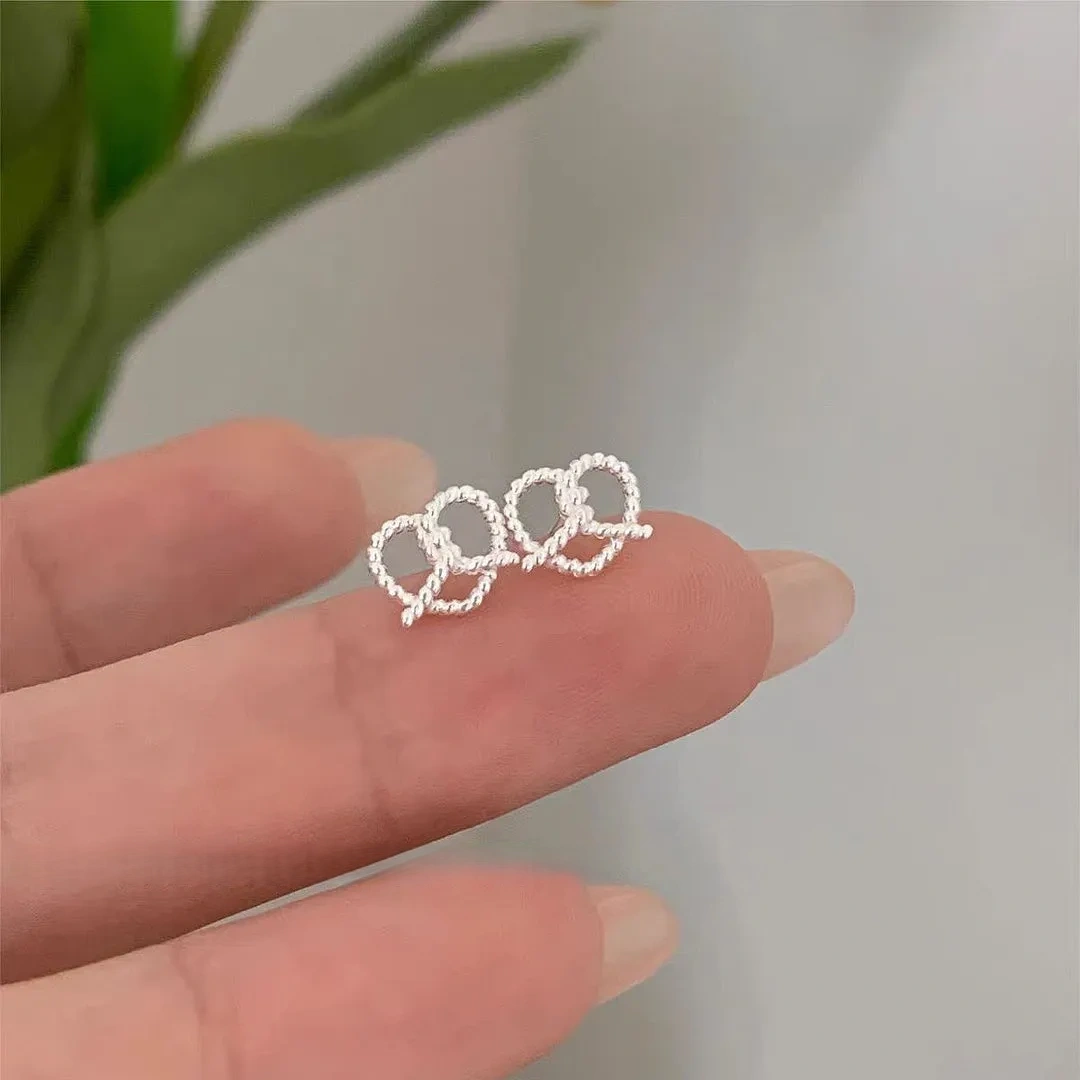 925 silver cut-out cross love stud earrings