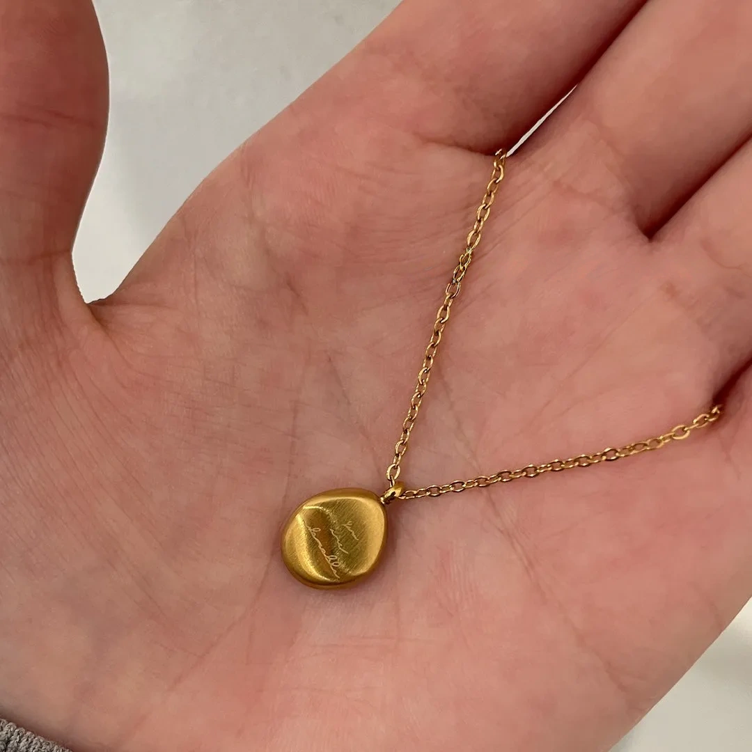 Special-shaped adzuki bean plated real gold necklace