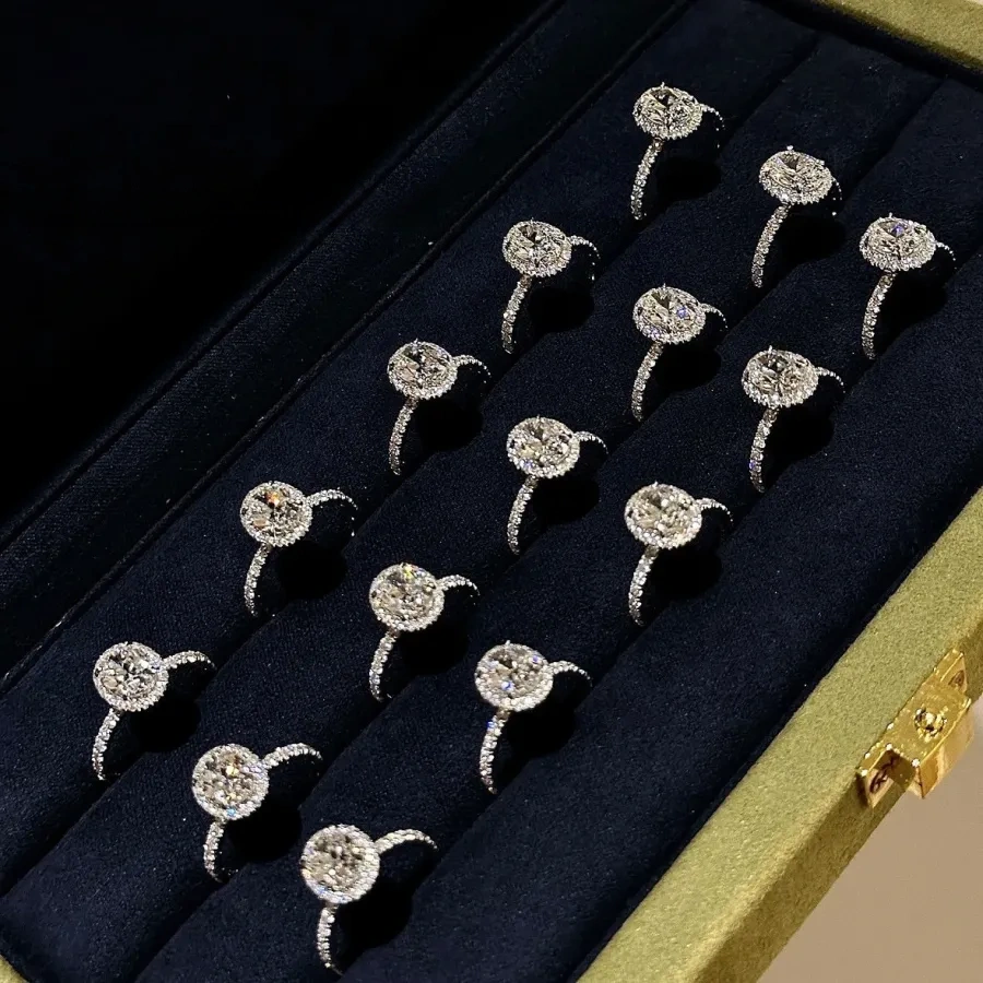 925 Silver Pigeon Egg 7*9 High Carbon Diamond Ring