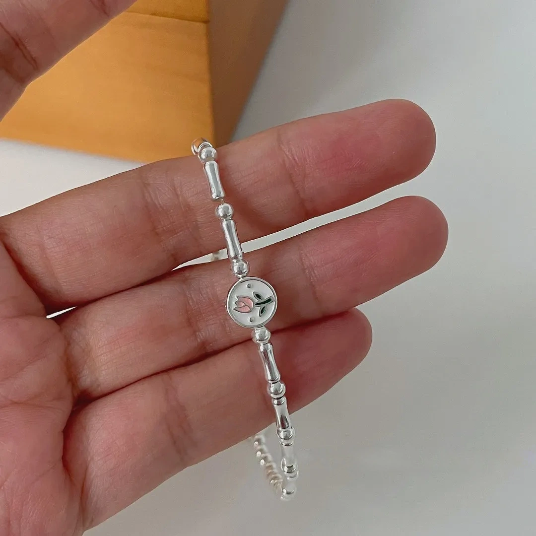 925 silver tulip slub bracelet