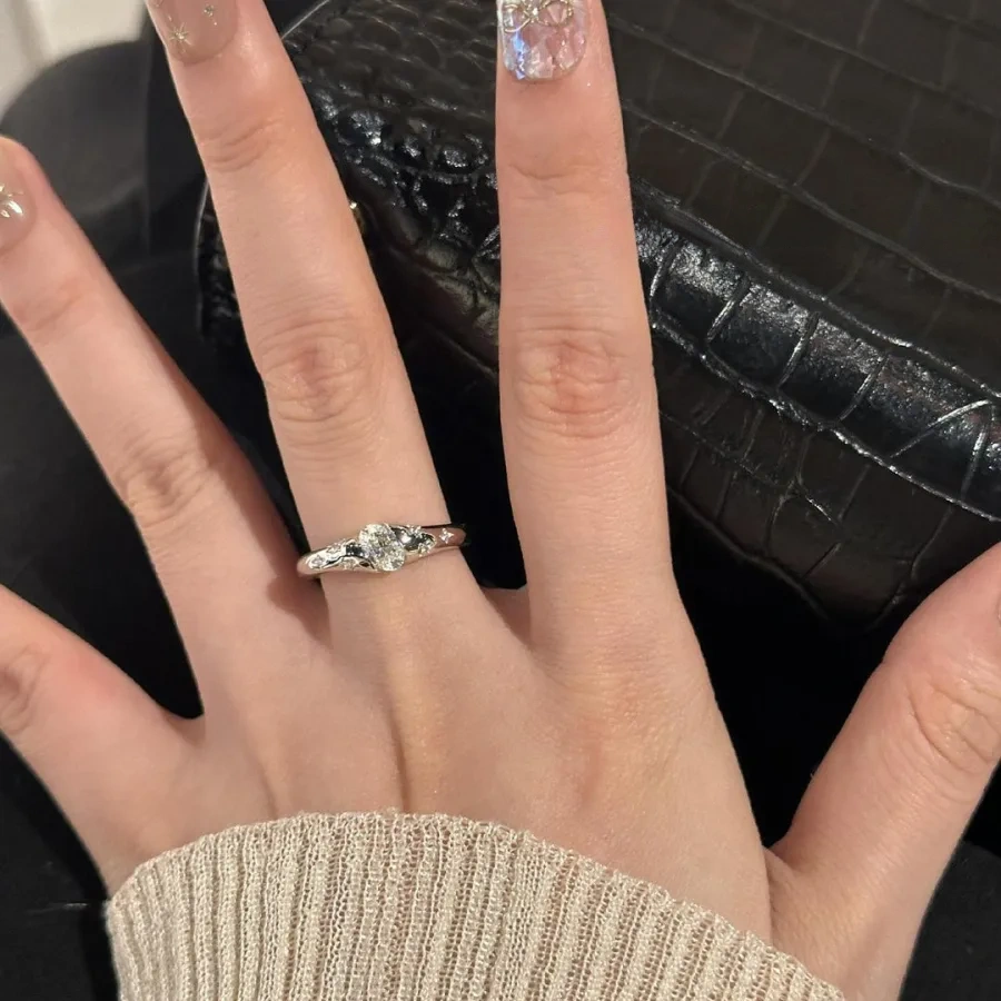 925 silver plated white gold one-carat high-carbon diamond ring