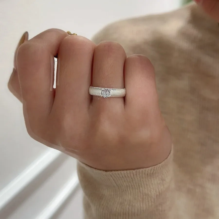 925 silver Guru zircon plain ring ring