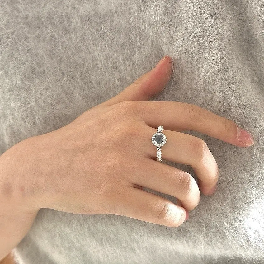 All-over 925 silver aquamarine hand-woven pearl ring