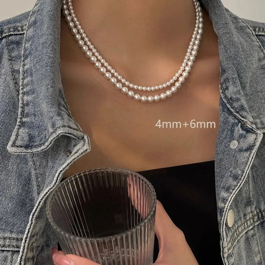 Super textured!! Faux pearl necklace~