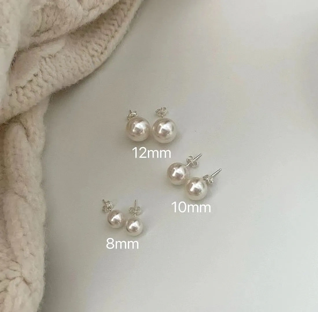 925 silver faux pearl stud earrings