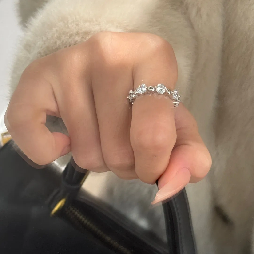 925 Silver Bead Diamond Ring