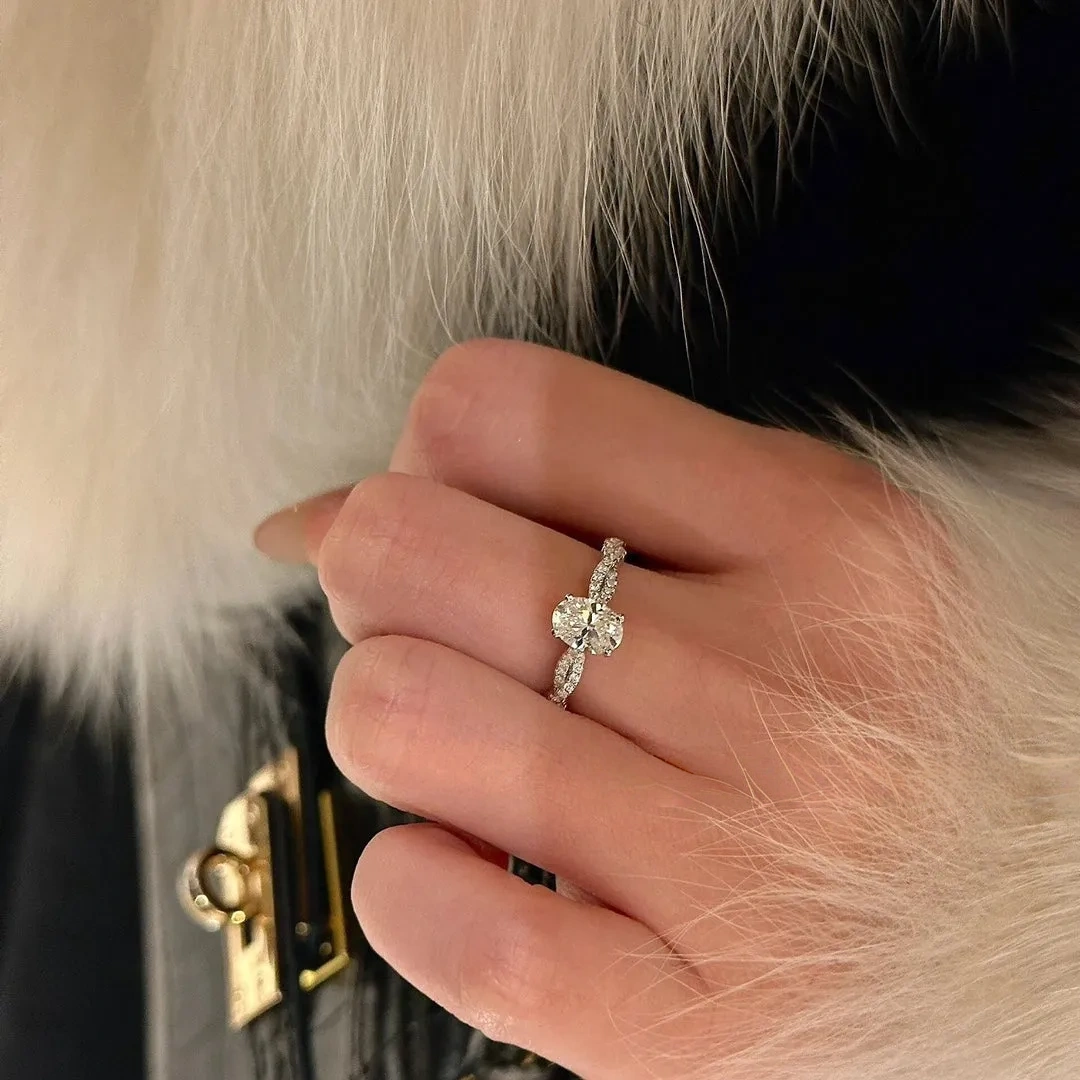 925 Silver 5*7 Pigeon Egg High Carbon Diamond Ring Diamond Ring