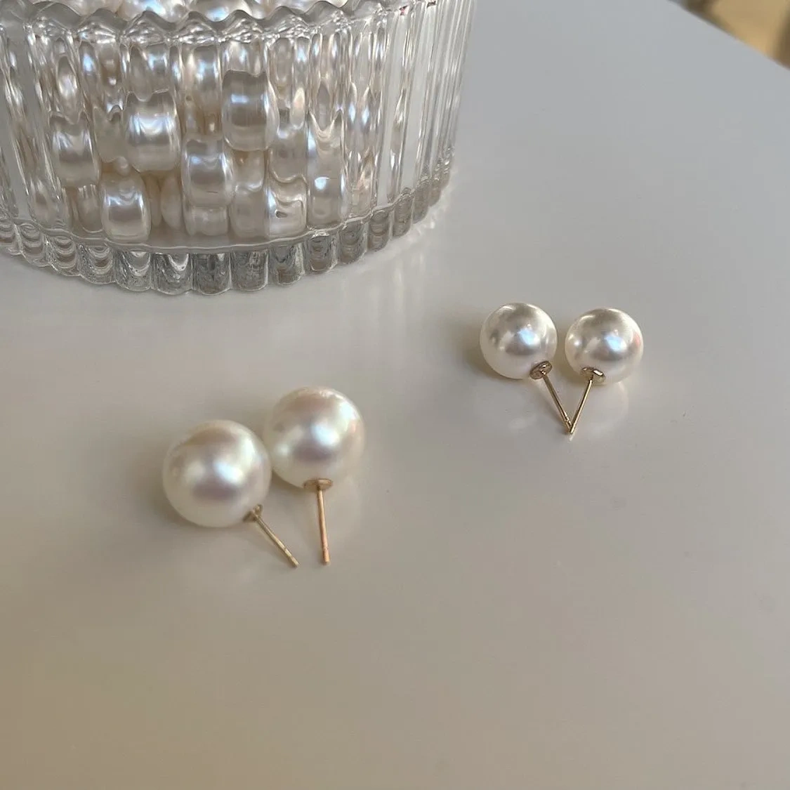 925 silver needle dazzling artificial crystal large pearl stud earrings