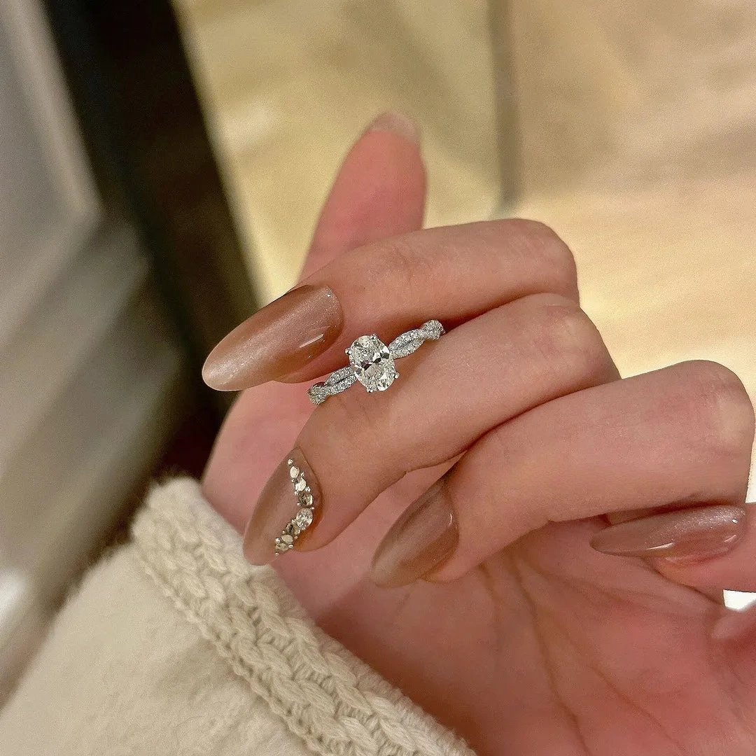 925 Silver 5*7 Pigeon Egg High Carbon Diamond Ring Diamond Ring