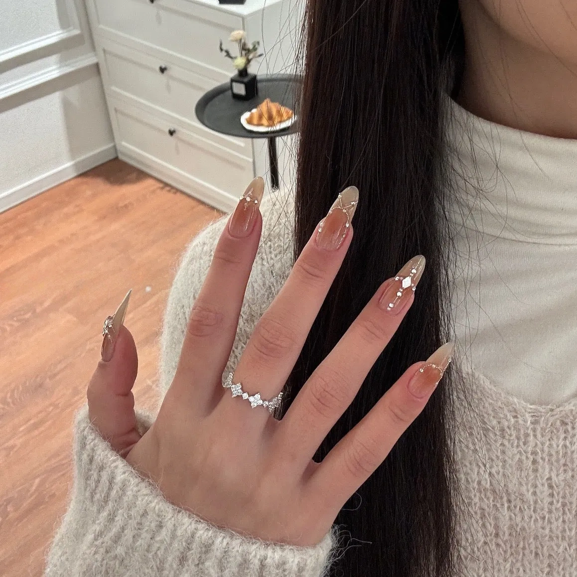 925 Silver Four-Leaf Flower Full Diamond Ring