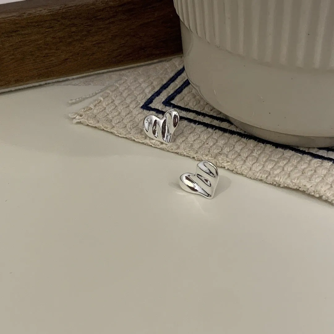 925 Silver Ripple Love Stud Earrings
