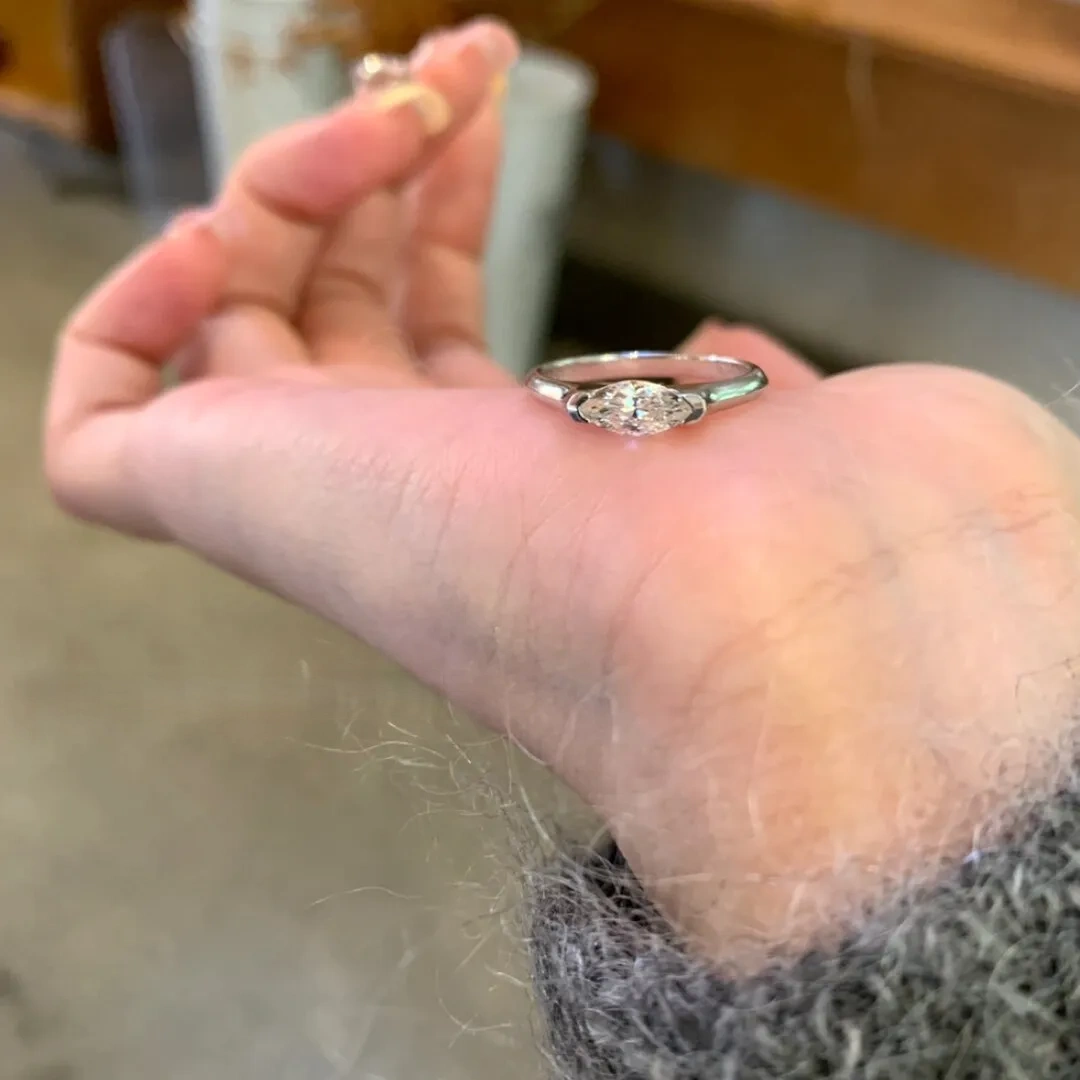 925 Silver Marquise High Carbon Diamond Ring