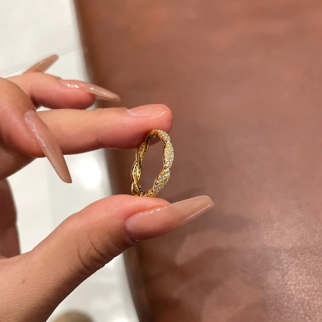 High Quality 925 Silver Gold Plated Diamond Cross Ring