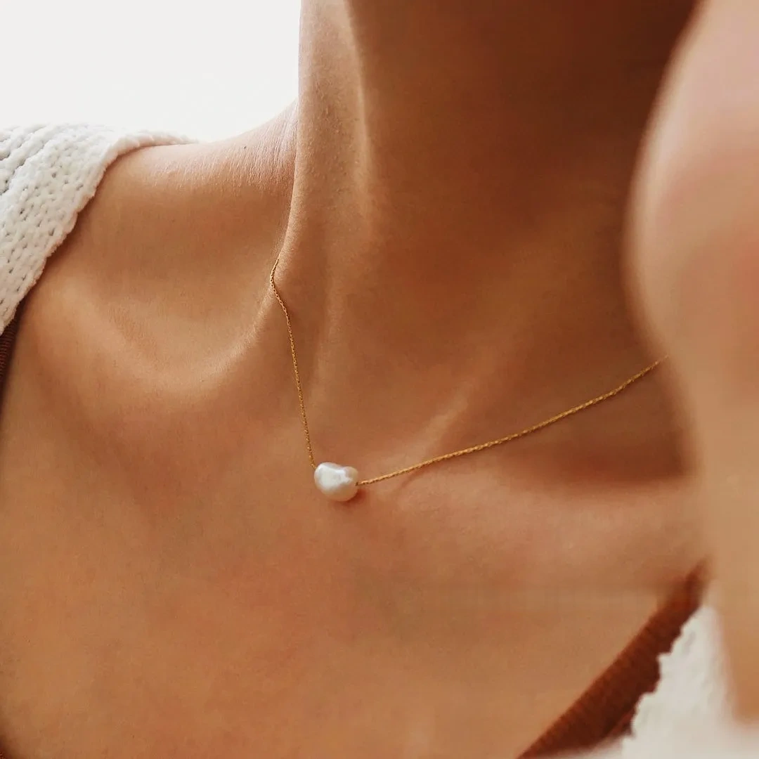 Special-shaped natural freshwater baroque pearl necklace