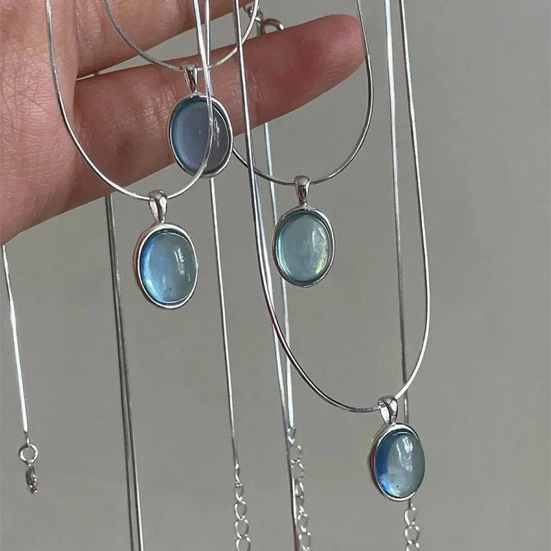 925 silver aquamarine necklace