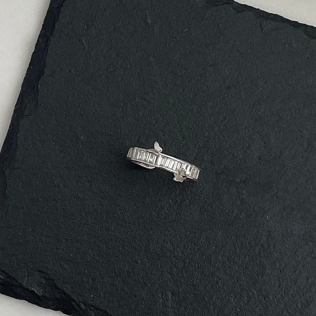 925 silver butterfly zircon sparkling diamond ring