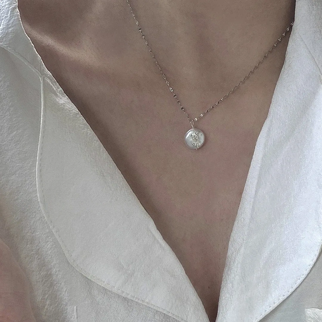 925 Silver Natural Baroque Rose Pearl Necklace