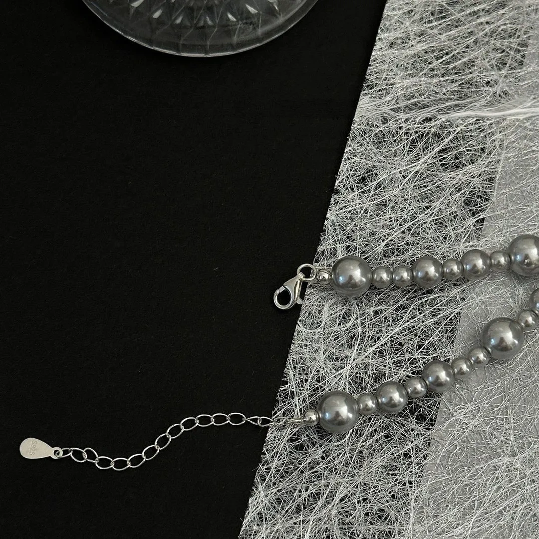 925 silver gradient imitation pearl necklace