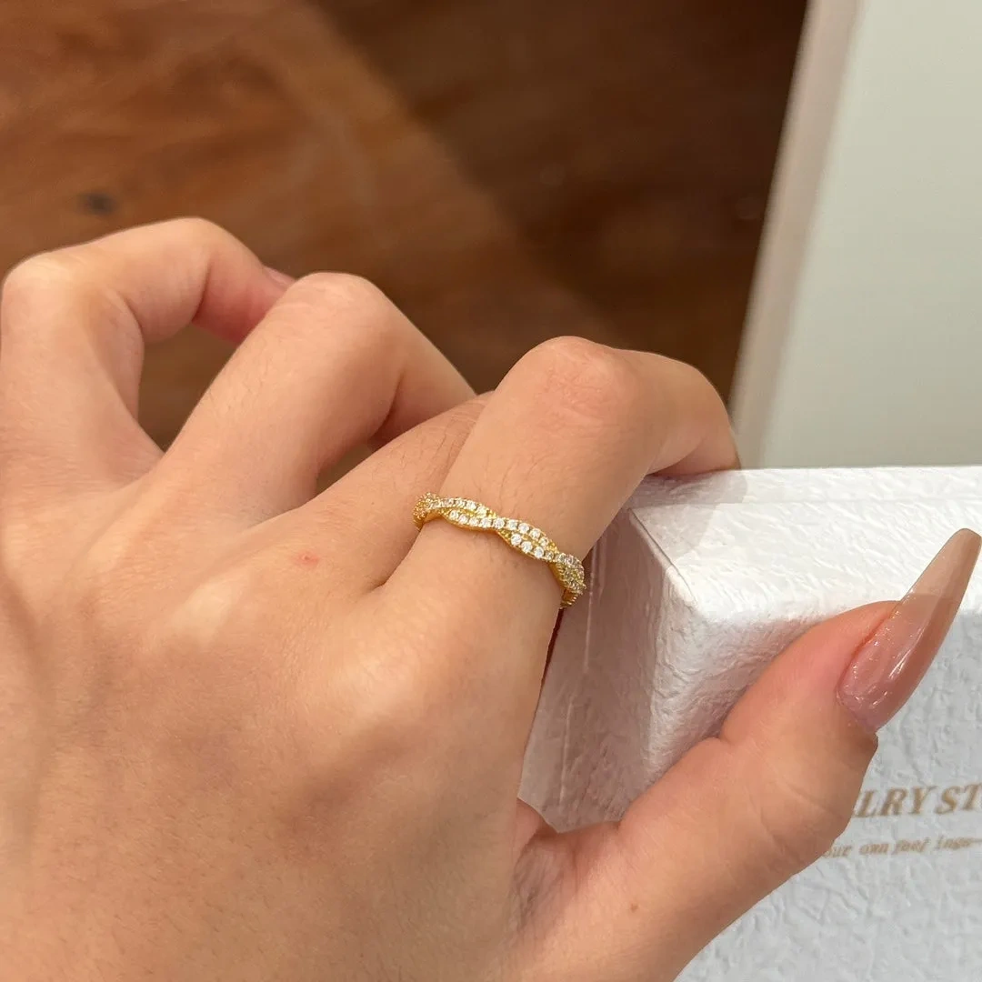 High Quality 925 Silver Gold Plated Diamond Cross Ring