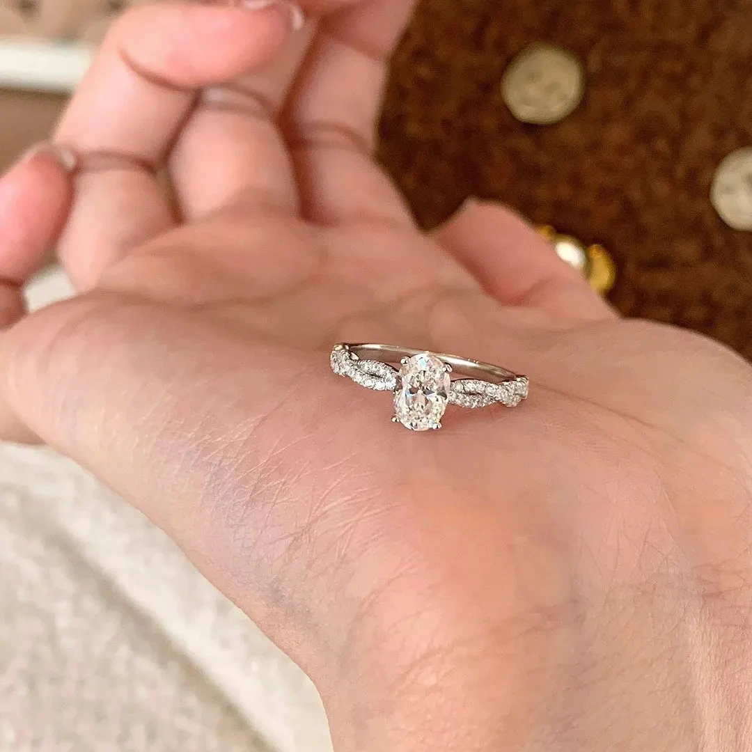 925 Silver 5*7 Pigeon Egg High Carbon Diamond Ring Diamond Ring