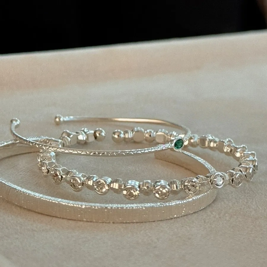 Silver zircon thin bracelet vertical half bracelet bracelet Beaded bracelet