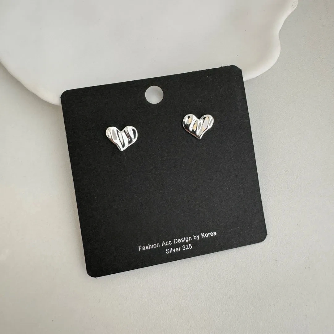925 Silver Ripple Love Stud Earrings