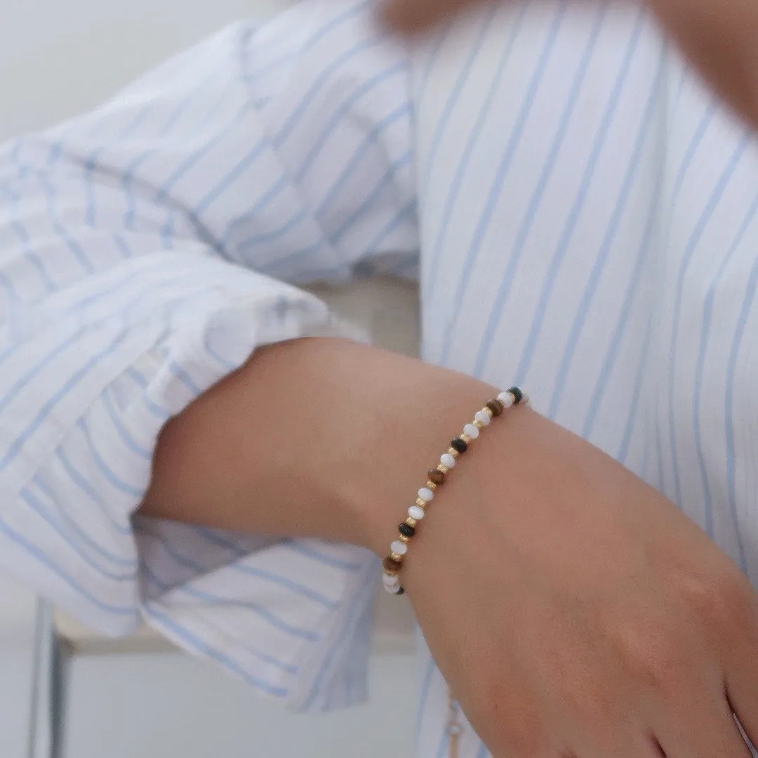 Natural Stone Crystal Tiger's Eye Black Agate Bracelet