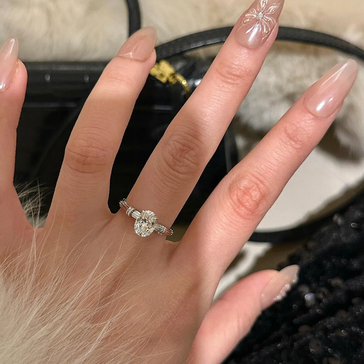 925 silver gold-plated 6*8mm knotted solitaire diamond ring