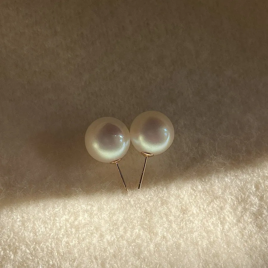 925 silver needle dazzling artificial crystal large pearl stud earrings