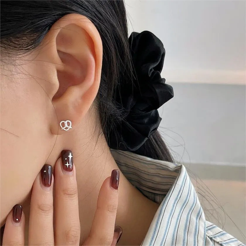 925 silver cut-out cross love stud earrings