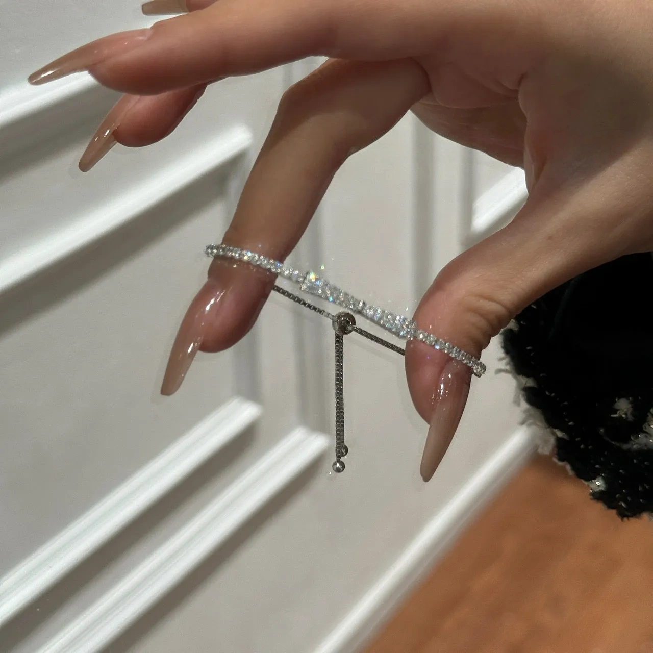 925 silver double row full of diamonds three-dimensional bow bracelet