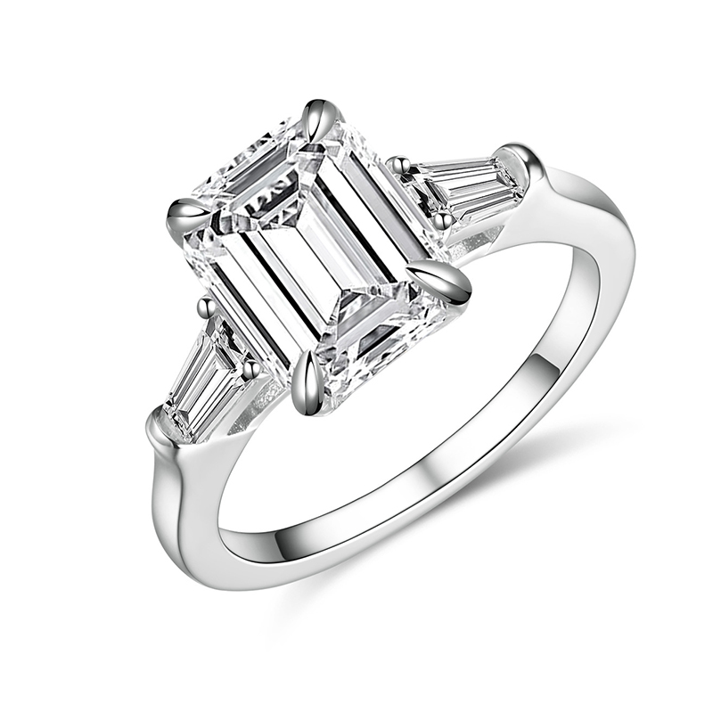 3CT Emerald Cut Lab Grown Diamond Engagement Ring