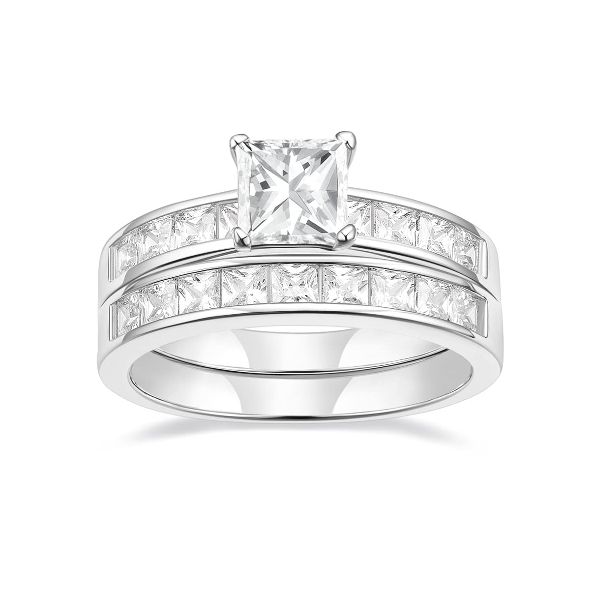 Princess Cut 1.2CT Lab Grown Diamond Ring Set