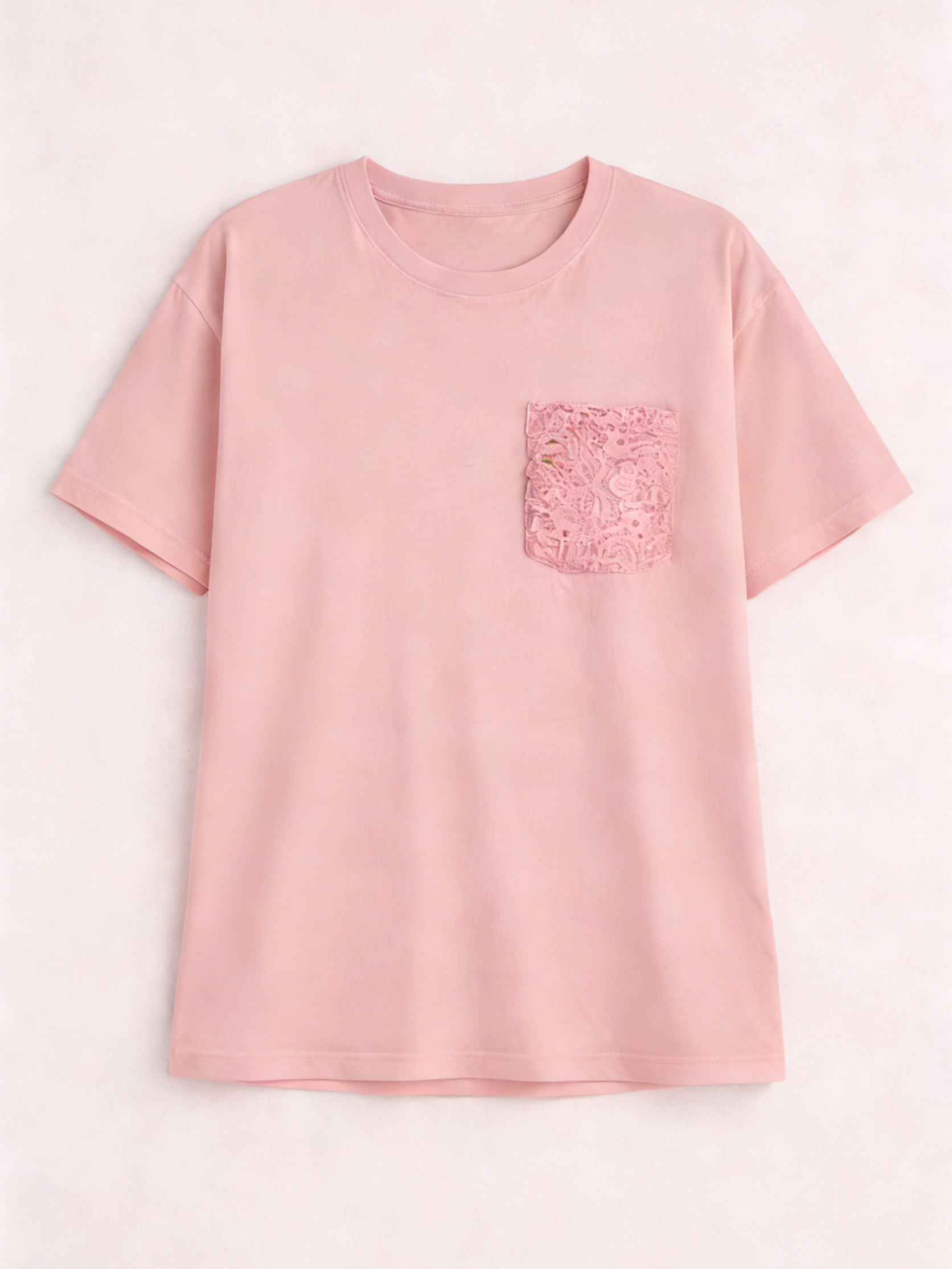 Women's Lace Pocket Versatile T-Shirt